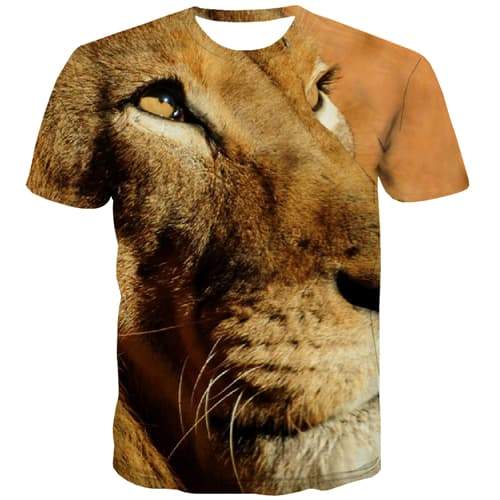 Lion T-shirt Men Animal Shirt Print Funny Tshirt Printed Street T-shirts 3d Hip Hop Tshirts Novelty Short Sleeve Punk Rock - KYKU
