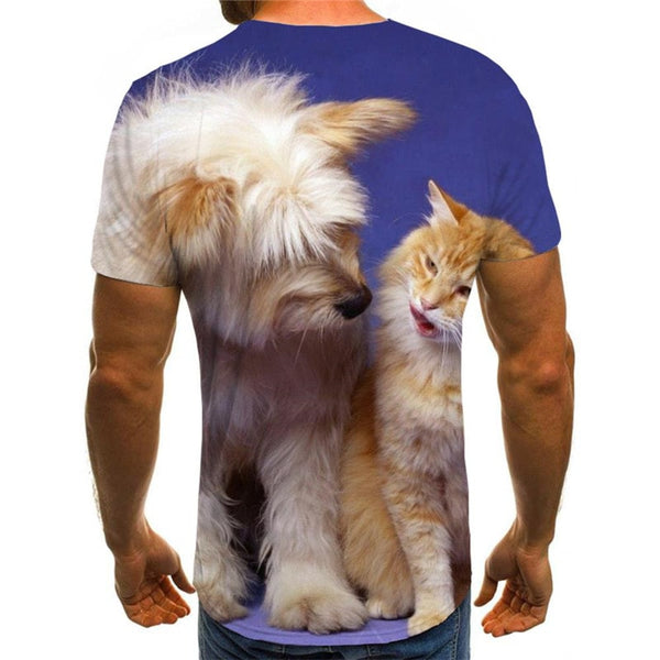 
animal t shirt Hip hop tshirt 3D docile pets Cool cat and dog art costume men
                