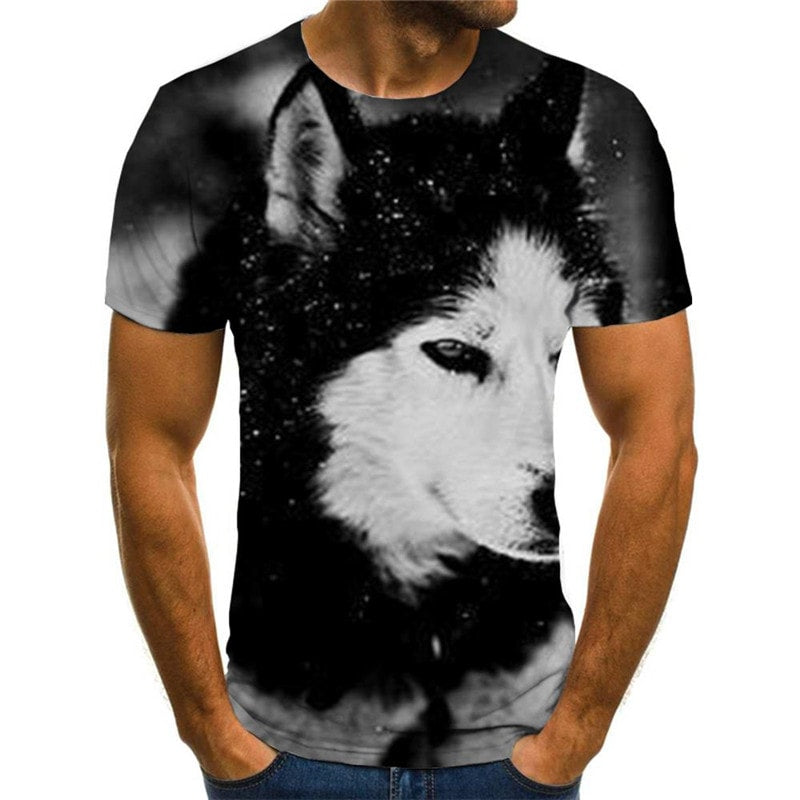 Husky dog tshirts Print clothes Puppy Cute Pets art costume men Casual big Smart Husky dogs