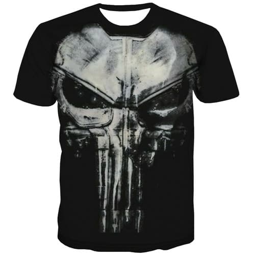 Skull T-shirt Men Metal Tshirt Anime Punk Rock Tshirts Casual Black T-shirts 3d Short Sleeve Hip hop Men Tops Streetwear - KYKU
