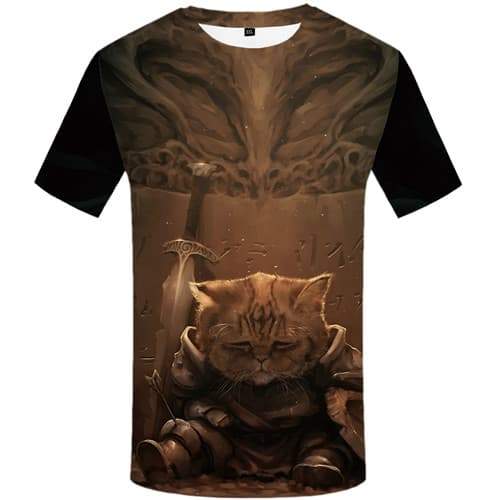 Cat T shirts Men Military T shirts Funny Metal Tshirt Anime Animal Tshirts Cool War T-shirts Graphic Short Sleeve Punk Rock Men - KYKU