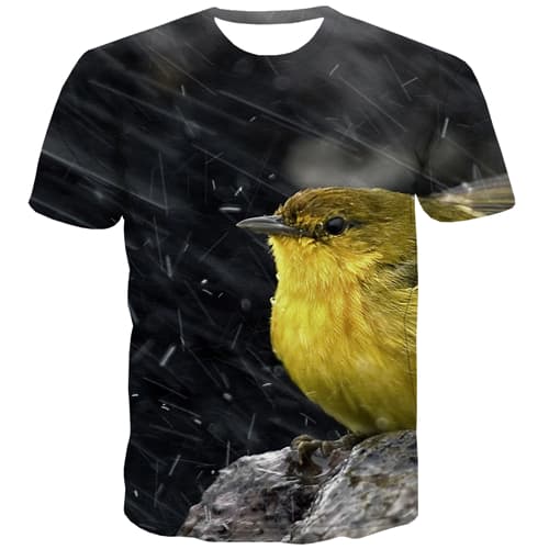 Bird T-shirt Men Animal Shirt Print Lovely Tshirts Casual Funny Tshirts Cool Street T-shirts Graphic Short Sleeve T shirts - KYKU