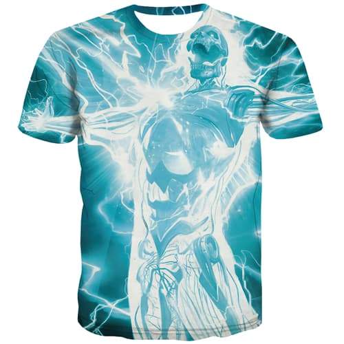 Skull T shirts Men Lightning Tshirt Anime Hip Hop T shirts Funny Halloween Tshirts Casual Street Tshirts Novelty Short Sleeve - KYKU