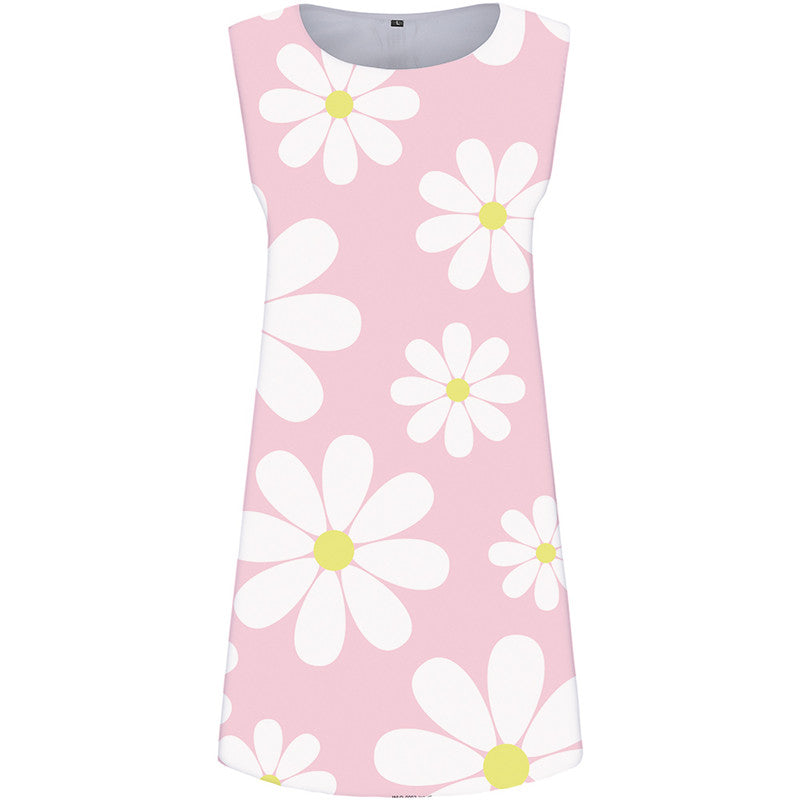 Flower Dress Women Leaf Sundress Pink Tank Retro Beach Womens Clothing Summer