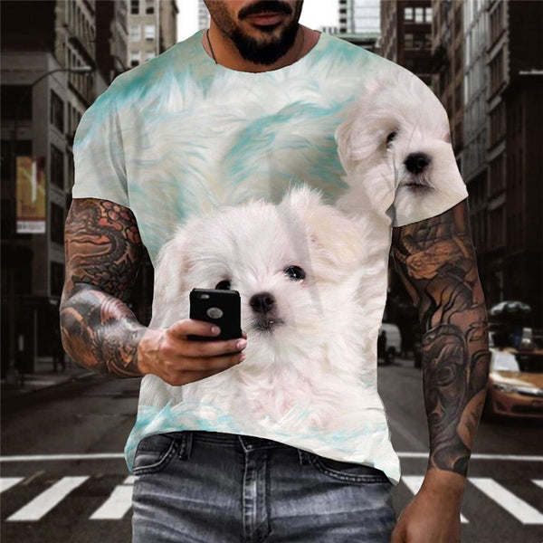 
Little White dog shirt 3D tshirt Puppy Cute Pets Casual art costume big Smart dogs man
                