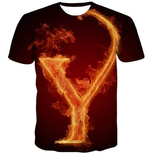Flame T shirts Men Space Galaxy T shirts Funny Fire Tshirts Novelty Rock Tshirt Printed Black T-shirts 3d Short Sleeve Punk Rock - KYKU