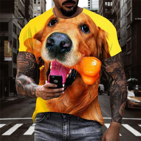 
Golden Retriever dog shirt Puppy Cute Pets top tee Cool art costume big Smart dogs man
                