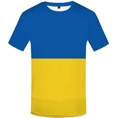 Union Flag T-shirt Men Ukraine T shirts Funny Harajuku T-shirts Graphic Blue Tshirt Anime Short Sleeve Punk Rock Men/women Tee - KYKU