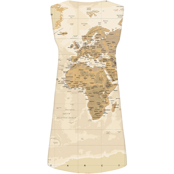 
World Map Dress Women Yellow 3d Print Space Party Womens Clothing Tassel
                