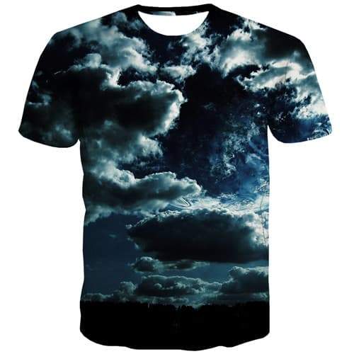Space Galaxy T-shirt Men Cloud Tshirts Cool Harajuku T-shirts 3d Gray Shirt Print Gothic Tshirt Printed Short Sleeve Hip hop - KYKU