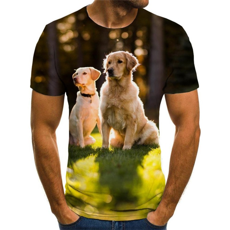 shirts Golden Retriever dog Puppy Cute Pets Casual art costume Cool man big Smart dogs