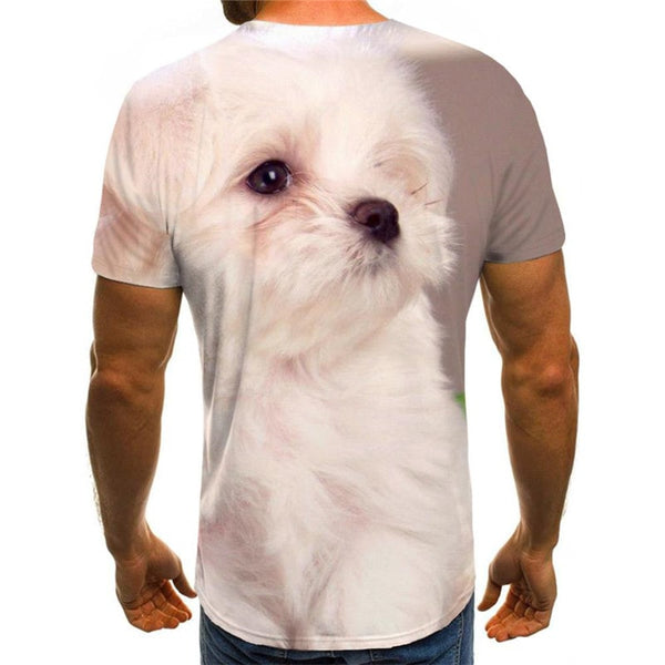 
tshirt Little White dog Puppy Cute Pets Novelty 3D shirt big Smart dogs man art costume Casual
                