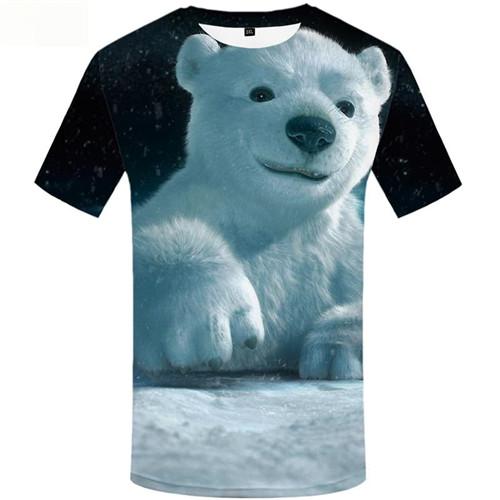 Bear T-shirt Men Snow Shirt Print Animal T-shirts Graphic Russia T shirts Funny White Tshirts Cool Short Sleeve Punk Rock