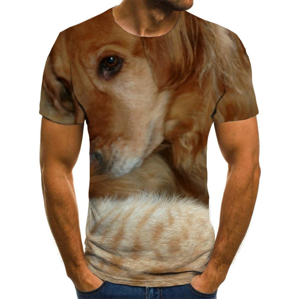 animal shirtCool docile petsCasual art costume cat and dog men