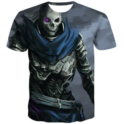 Skull T shirts Men Military Tshirts Casual Terror T shirts Funny Military Shirt Print Anime Costume Tshirt Printed Short Sleeve - KYKU