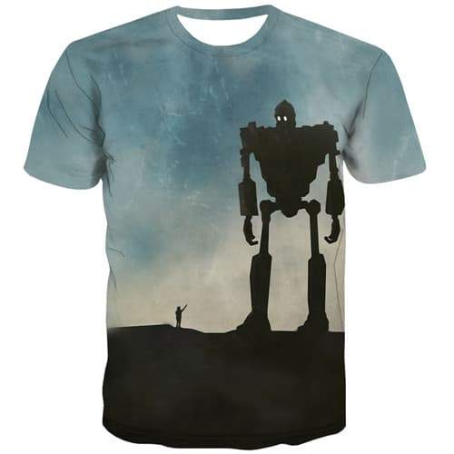 The Iron Giant T-shirt Men Metal T-shirts 3d Comic T-shirts Graphic United States Tshirt Anime Gothic Shirt Print Short Sleeve - KYKU