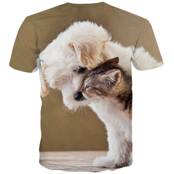 
t shirt animal docile pets Casual Casual cat and dog men art costume
                