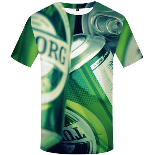 Beer T-shirt Men Metal Tshirt Anime Character Tshirts Novelty Green Shirt Print Harajuku T-shirts 3d Short Sleeve summer - KYKU