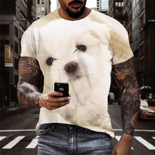 
t shirts Little White dog Puppy Cute Pets Cool art costume big Smart dogs man Casual
                