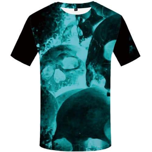 Skull T shirts Men Skeleton Tshirts Casual Punk Shirt Print Gothic Tshirt Anime Short Sleeve Hip hop Men Tee Top Slim Rock - KYKU