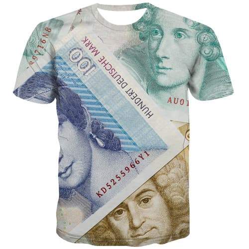 Money T shirts Men Letter T shirts Funny Harajuku T-shirts 3d Abstract Shirt Print Gothic Tshirt Anime Short Sleeve summer - KYKU