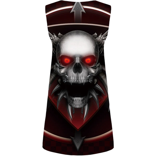 
Skull Dress Women Black Boho Metal Vestido Sexy Gothic Ladies Dresses War Korean Style Womens Clothing Summer
                