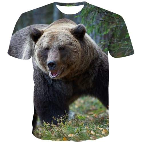 Animal T shirts Men Bear Tshirts Cool Funny Tshirt Printed Lovely Tshirt Anime Anime Shirt Print Short Sleeve Hip hop Men Tops - KYKU