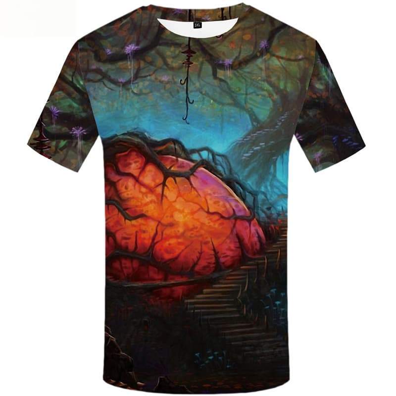 Forest T shirts Men Colorful T-shirts 3d Flower Tshirts Cool Short Sleeve - KYKU