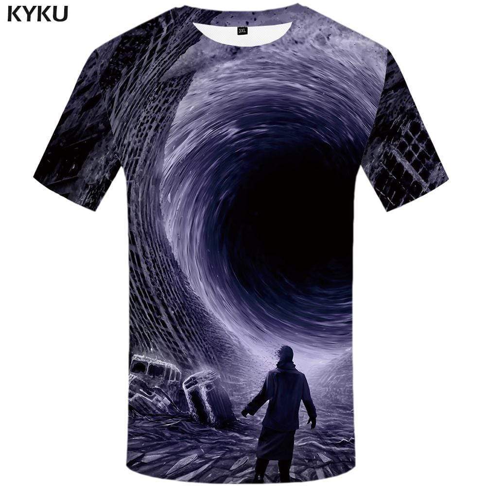Galaxy Space T shirt Men Black Hole T shirts Funny Vortex T-shirt 3d Character Tshirt Anime Wave Tshirts Print Mens Clothing - KYKU