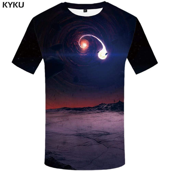 Galaxy Space T shirt Men Flame Tshirt Anime Mountain Tshirts Print Moon T-shirt 3d Harajuku T shirts Funny Mens Clothing Graphic - KYKU