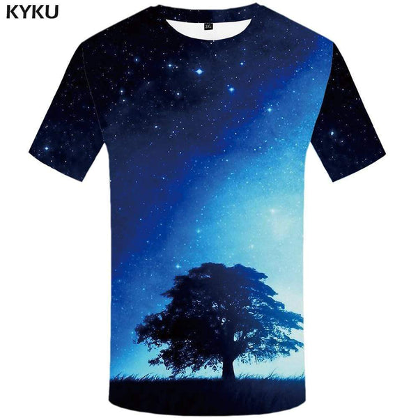 Galaxy Space T-shirts Men Metal T shirts Funny Aurora Tshirt Anime Military T-shirt 3d Tshirts Print Mens Clothing Graphic - KYKU