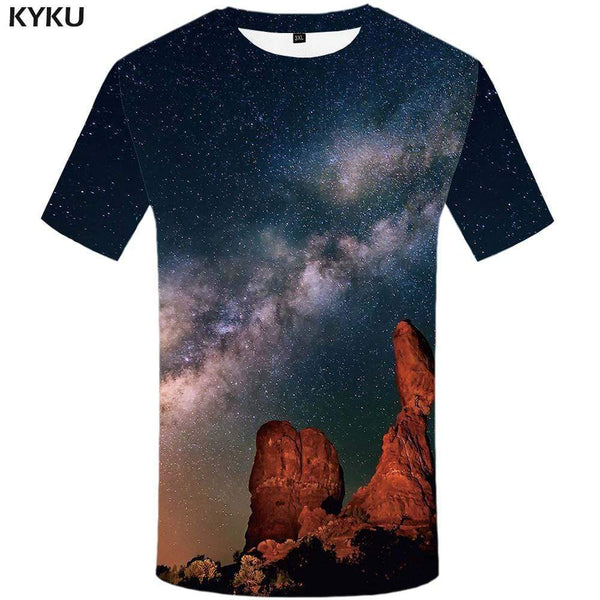 Galaxy Space T-shirts Men Mountain Tshirt Anime Snow Tshirts Print Character T shirts Funny Vortex T-shirt 3d Mens Clothing - KYKU