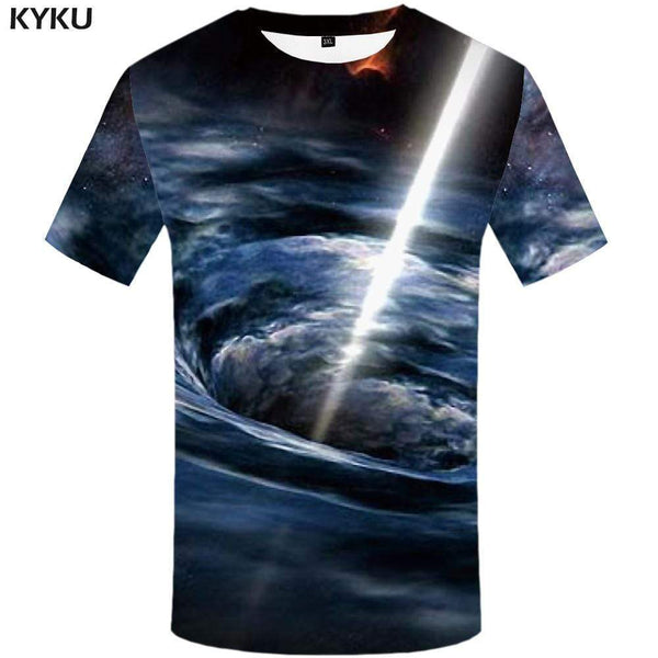 Galaxy Space T-shirts Men Nebula T-shirt 3d Lightning Tshirt Anime Harajuku T shirts Funny Gothic Tshirts Print Mens Clothing - KYKU