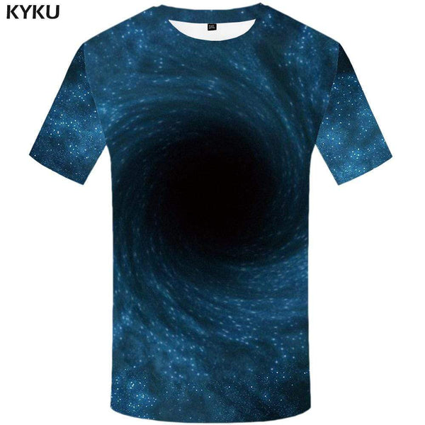 Galaxy Space T-shirts Men Vortex T-shirt 3d Black Tshirt Anime Nebula T shirts Funny Harajuku Tshirts Print Mens Clothing - KYKU