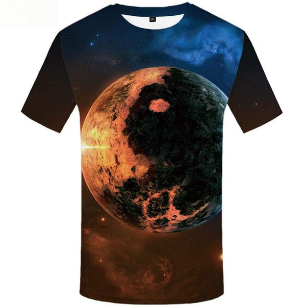 Galaxy Space T shirts Men Yinyang Tshirt Printed Earth Tshirts Casual - KYKU