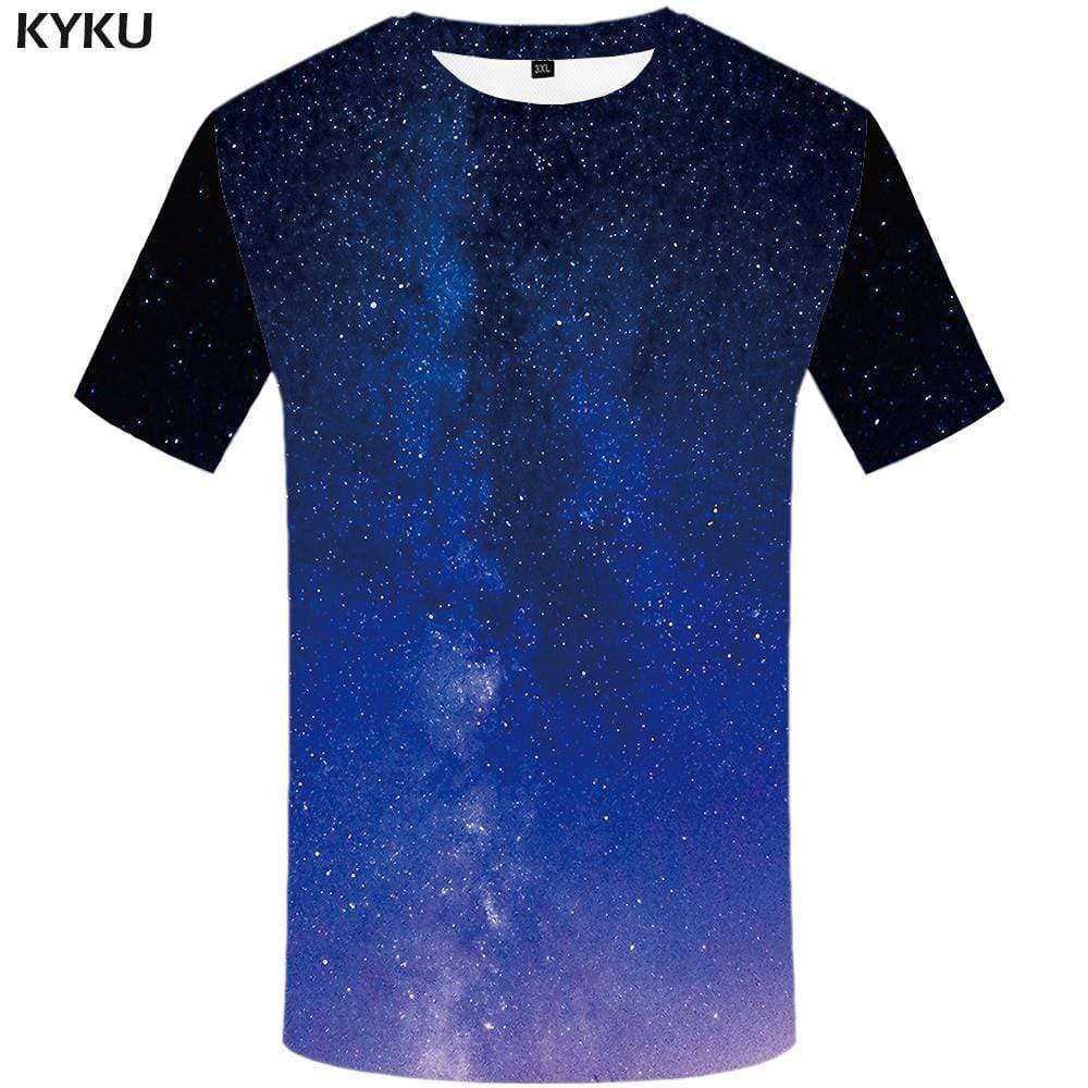 Galaxy T shirt Men Space Tshirt Anime Blue Tshirts Print Harajuku T-shirt 3d Gothic T shirts Funny Mens Fashion Hip hop Unisex - KYKU