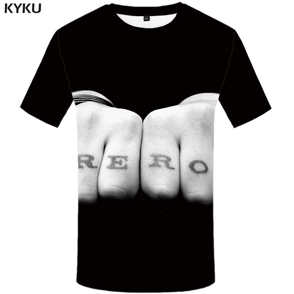 Hand T shirt Men Band Tshirt Anime Black T-shirt 3d Space T shirts Funny Harajuku Tshirts Print Mens Fashion Short Sleeve Unisex - KYKU