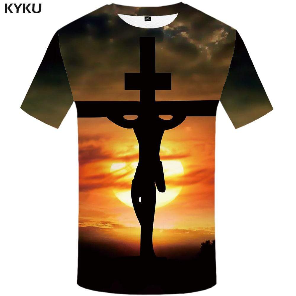 Jesus T shirt Men Space Tshirt Anime Harajuku Tshirts Print Moon T-shirt 3d Cloud T shirts Funny Mens Fashion Graphic Unisex - KYKU