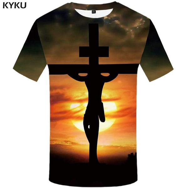 Jesus T shirt Men Space Tshirt Anime Harajuku Tshirts Print Moon T-shirt 3d Cloud T shirts Funny Mens Fashion Graphic Unisex - KYKU