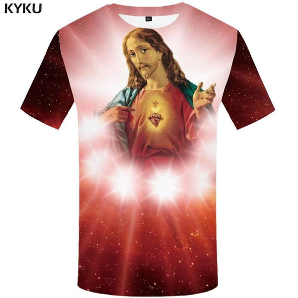 Jesus T-shirts Men Galaxy Space Tshirt Anime Colorful T-shirt 3d Red Tshirts Print Harajuku T shirts Funny Mens Clothing Hip hop - KYKU