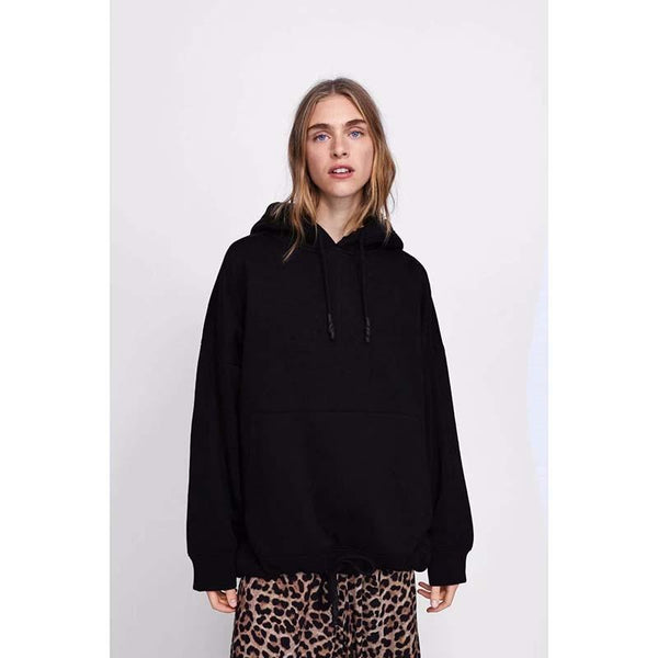 
hoodies women harajuku cotton hoodies solid patchwork pockets regular oversize sweatshirt plus size tops - KYKU
                