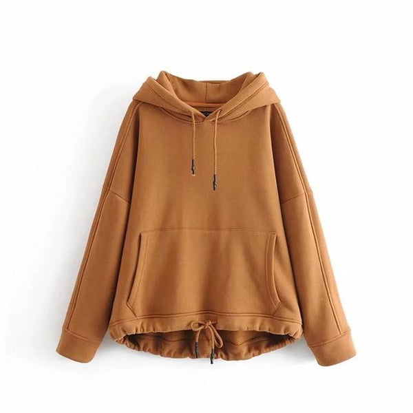 
hoodies women harajuku cotton hoodies solid patchwork pockets regular oversize sweatshirt plus size tops - KYKU
                