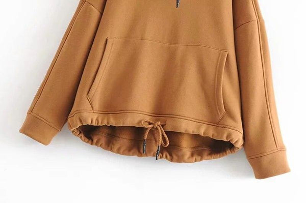 
hoodies women harajuku cotton hoodies solid patchwork pockets regular oversize sweatshirt plus size tops - KYKU
                
