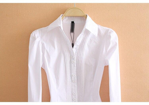 
Elegant Bodysuits Women Office Lady White Body Shirt Long Sleeved Blouse Turn Down Collar Tops Female Womens Clothing 2020 - KYKU
                