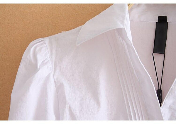 
Elegant Bodysuits Women Office Lady White Body Shirt Long Sleeved Blouse Turn Down Collar Tops Female Womens Clothing 2020 - KYKU
                